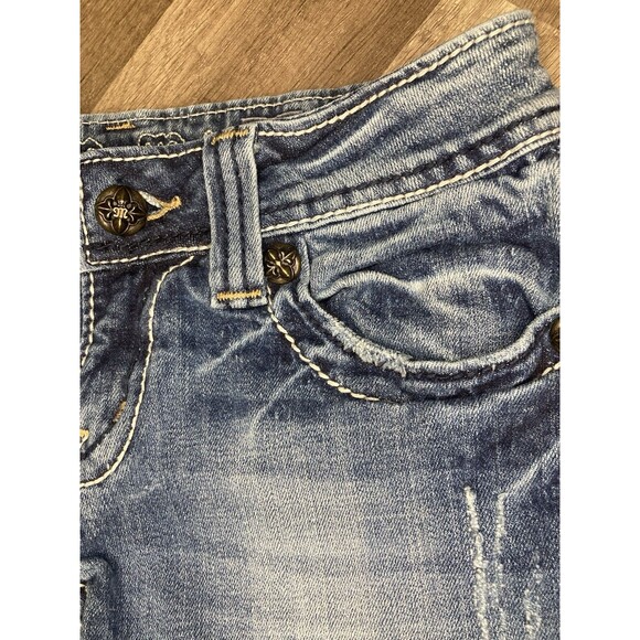 Miss Me Cut Off Shorts Womens 25 Low Rise Aztec Embroidered Bling Rhinestone - Picture 4 of 9